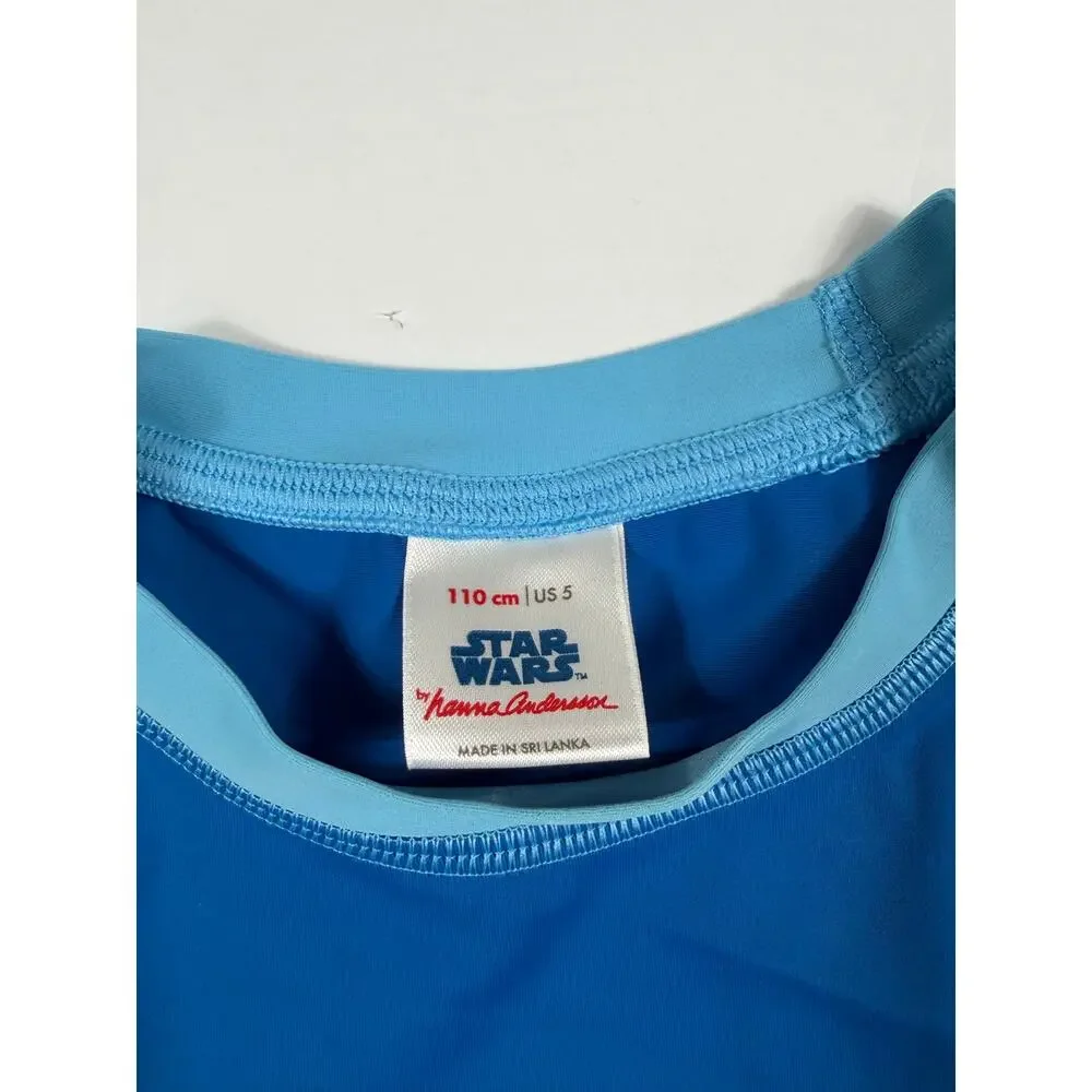Hanna Andersson Star Wars TIE Fighter Short Sleeve Rash Guard Blue Size 5 swim